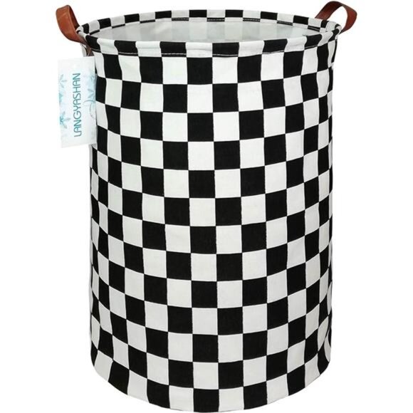 LANGYASHAN Laundry Basket Canvas Fabric Collapsible Organizer Basket - Picture 1 of 16